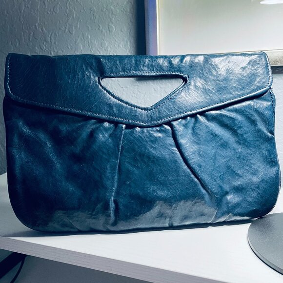 Handbags - VINTAGE 70s 80s Navy Blue Convertible Clutch Crossbody Bag